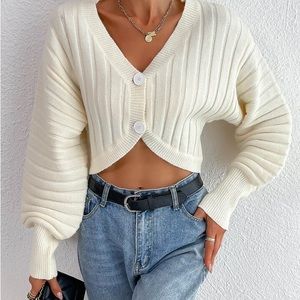 Cropped White Sweater